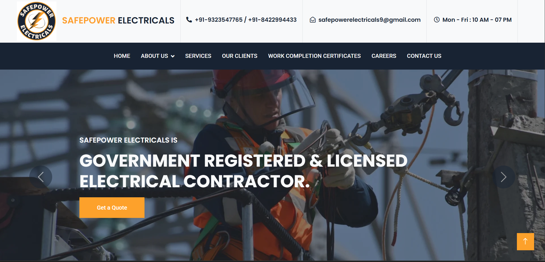 Safepower Electricals website screenshot