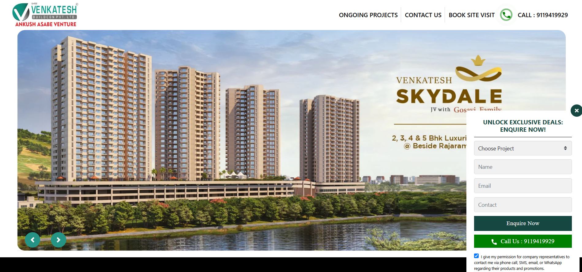 Venkatesh Buildcon website screenshot