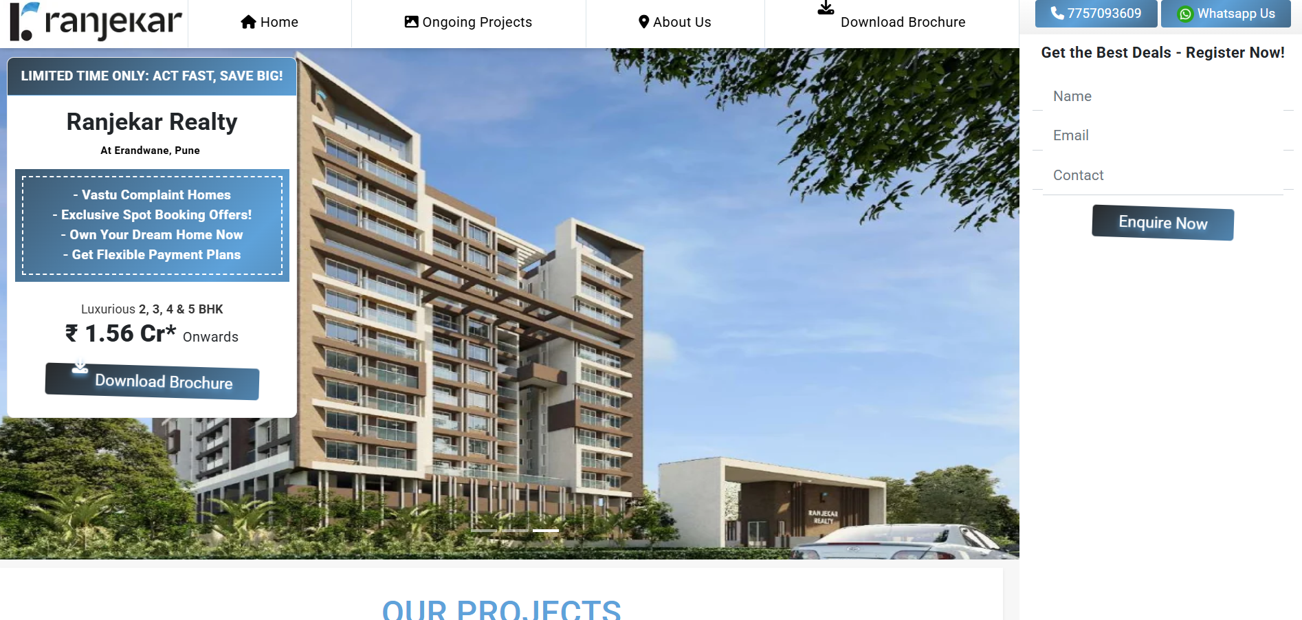 Ranjekar Realty website screenshot